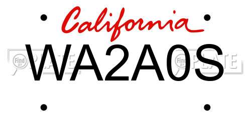 WA2A0S California License Plate