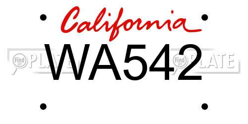 WA542 California License Plate