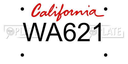 WA621 California License Plate
