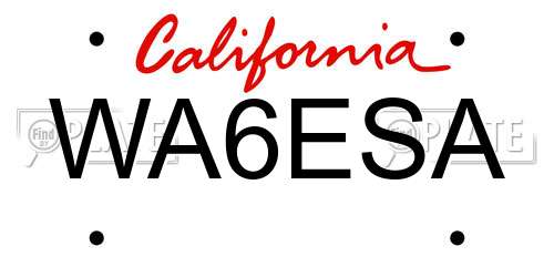 WA6ESA California License Plate