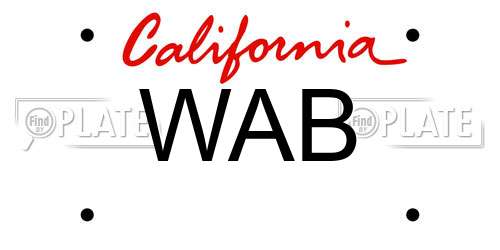 WAB California License Plate