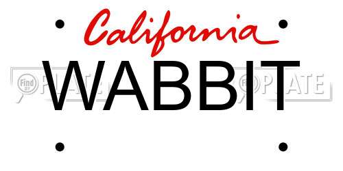WABBIT California License Plate
