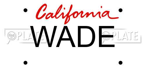 WADE California License Plate