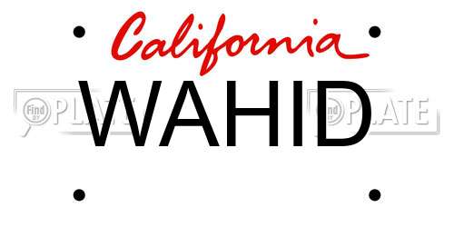 WAHID California License Plate
