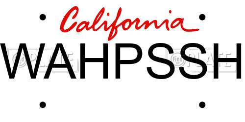 WAHPSSH California License Plate