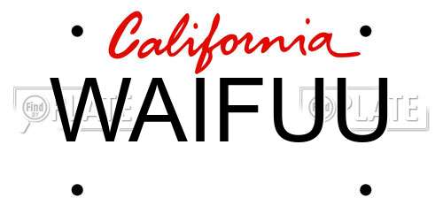 WAIFUU California License Plate