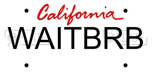 WAITBRB California License Plate