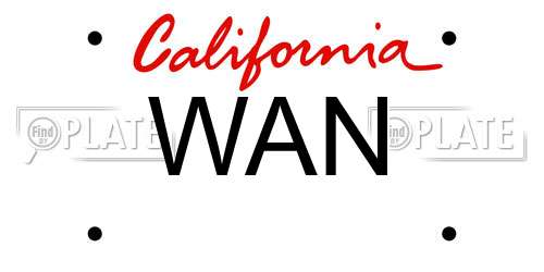 WAN California License Plate