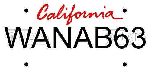 WANAB63 California License Plate