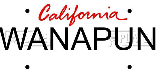 WANAPUN California License Plate