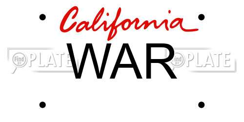 WAR California License Plate