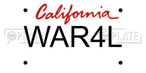 WAR4L California License Plate