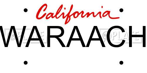 WARAACH California License Plate