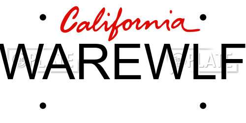 WAREWLF California License Plate