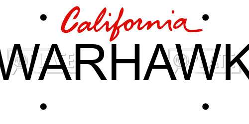 WARHAWK California License Plate