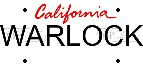 WARLOCK California License Plate