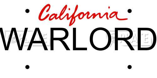 WARLORD California License Plate