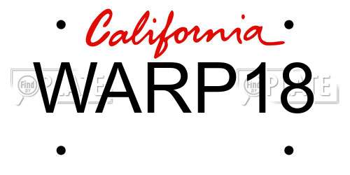 WARP18 California License Plate