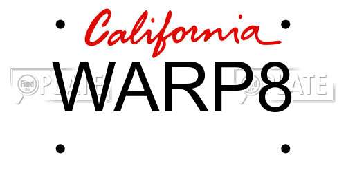WARP8 California License Plate