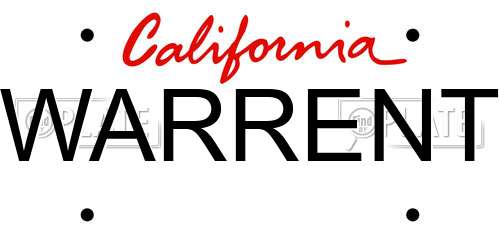 WARRENT California License Plate