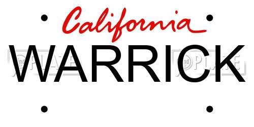 WARRICK California License Plate