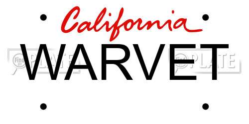 WARVET California License Plate