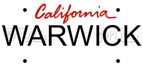 WARWICK California License Plate