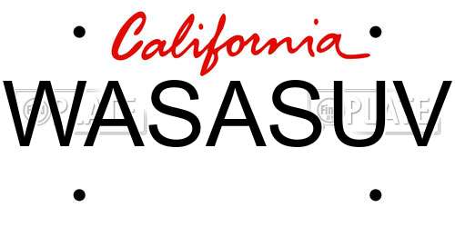 WASASUV California License Plate
