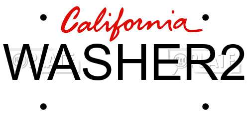 WASHER2 California License Plate
