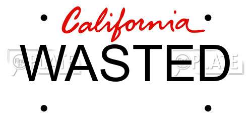WASTED California License Plate
