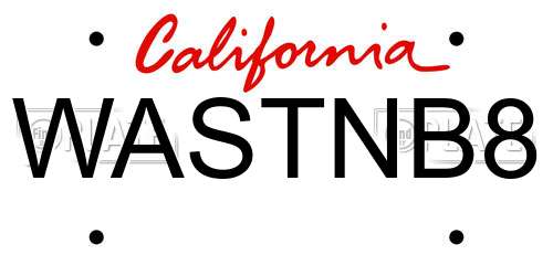 WASTNB8 California License Plate
