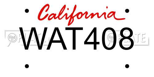 WAT408 California License Plate