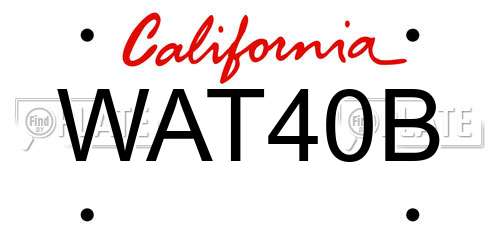 WAT40B California License Plate