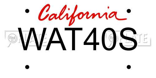 WAT40S California License Plate
