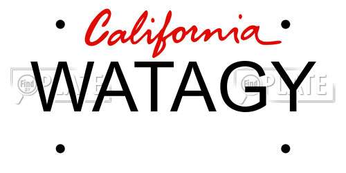 WATAGY California License Plate
