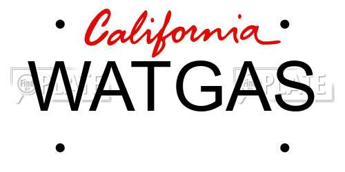 WATGAS California License Plate