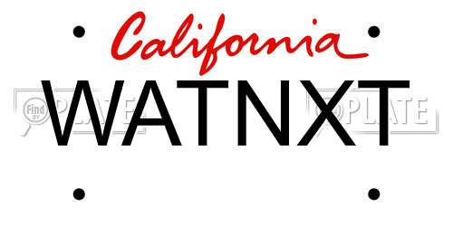WATNXT California License Plate