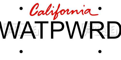 WATPWRD California License Plate