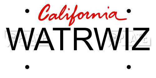 WATRWIZ California License Plate