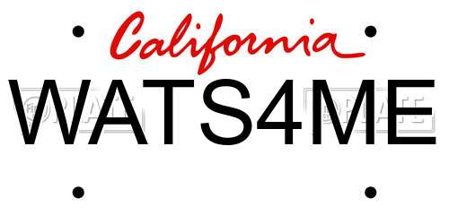 WATS4ME California License Plate