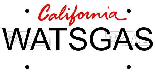 WATSGAS California License Plate