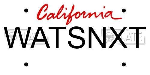 WATSNXT California License Plate