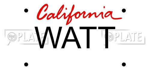 WATT California License Plate