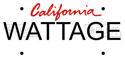 WATTAGE California License Plate