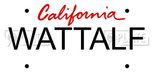 WATTALF California License Plate