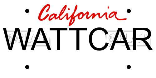 WATTCAR California License Plate