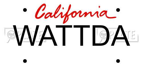 WATTDA California License Plate