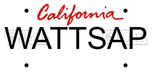 WATTSAP California License Plate
