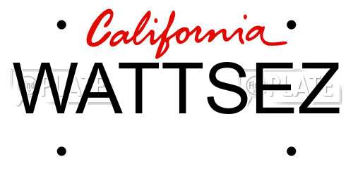WATTSEZ California License Plate