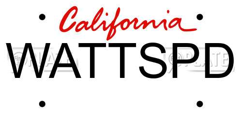 WATTSPD California License Plate